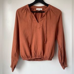 Anthropologie | Cloth & Stone Brown Boho Long Sleeve Top size:XXS